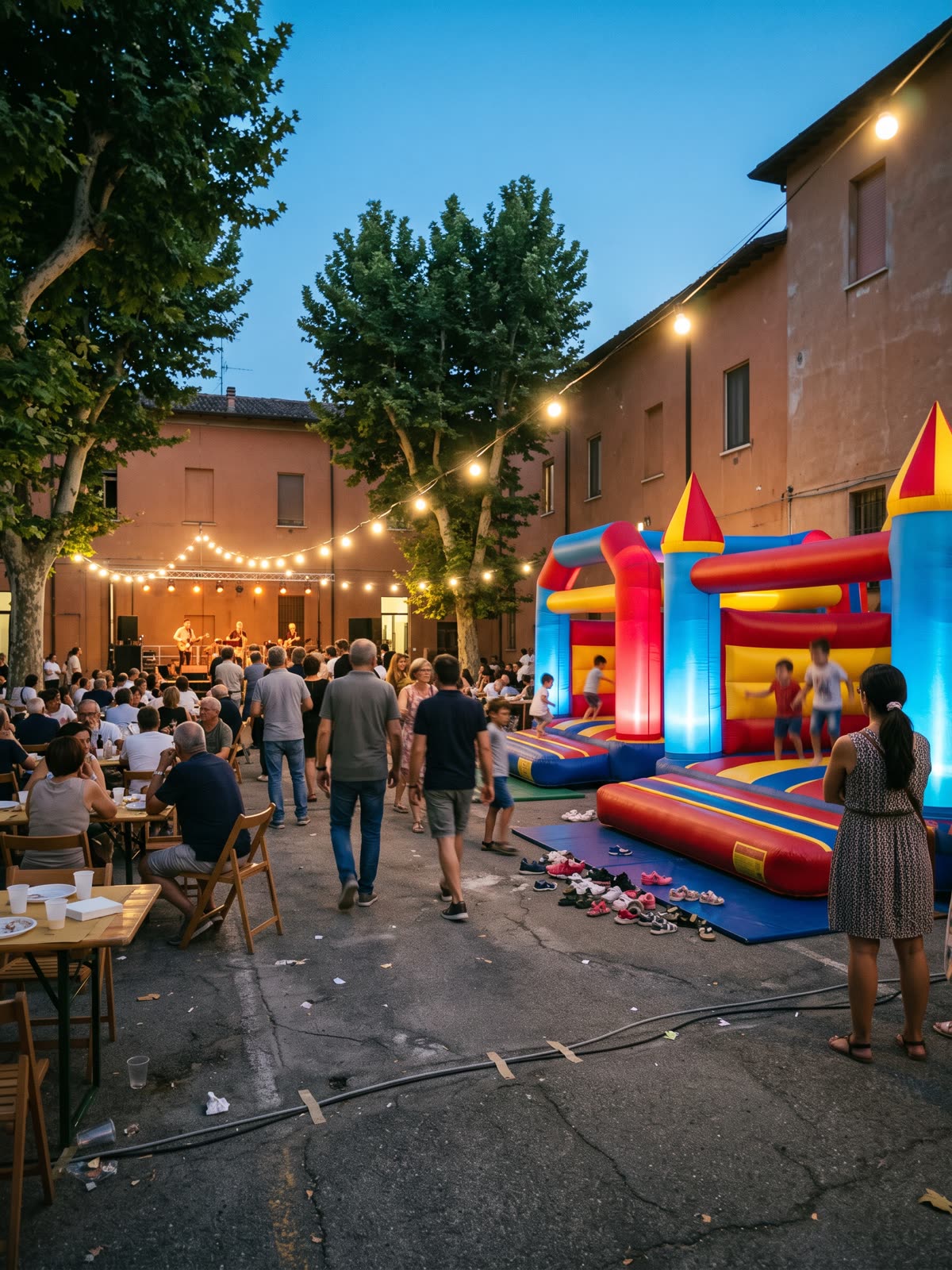 I gonfiabili nel piazzale